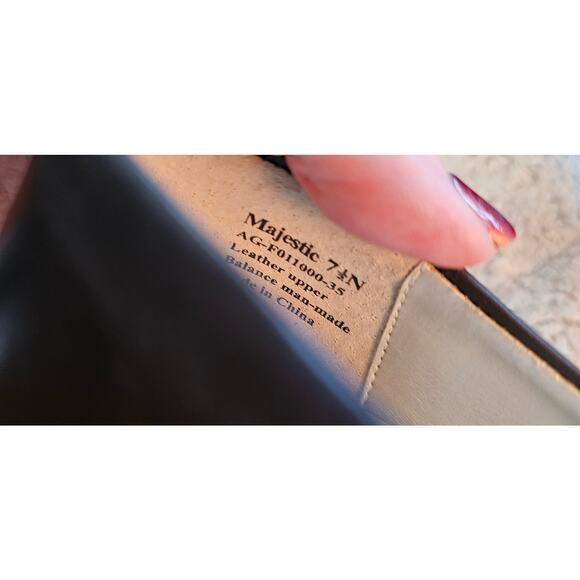 Vintage Parisian Signature Majestic Leather Pump Heel Square Toe 7.5N Dark Brown - Picture 4 of 4